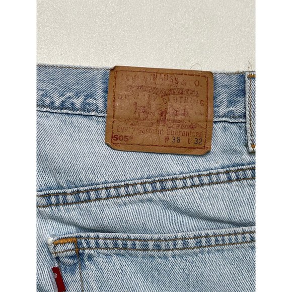 VINTAGE Levi's 505 Straight Denim Jeans Men Size 35 X 32 Blue USA Tag Size 38x32 - Picture 8 of 10